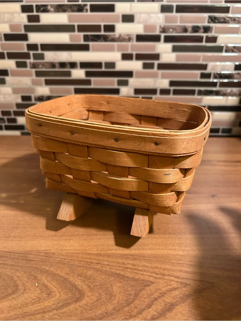 Vintage Longaberger Cradle Basket in Natural Brown